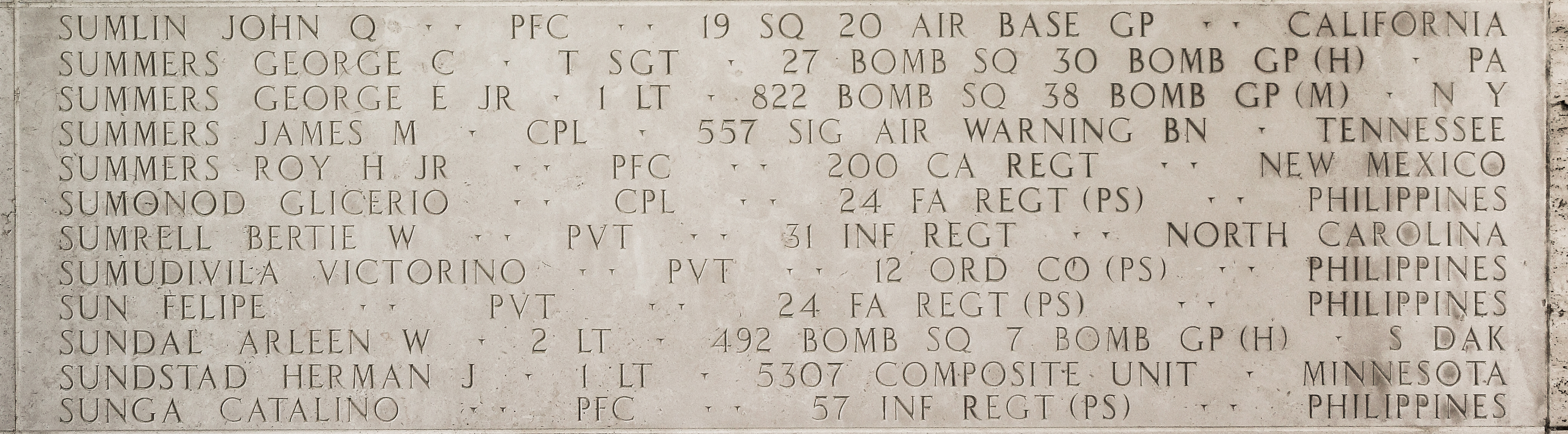Roy H. Summers, Private First Class